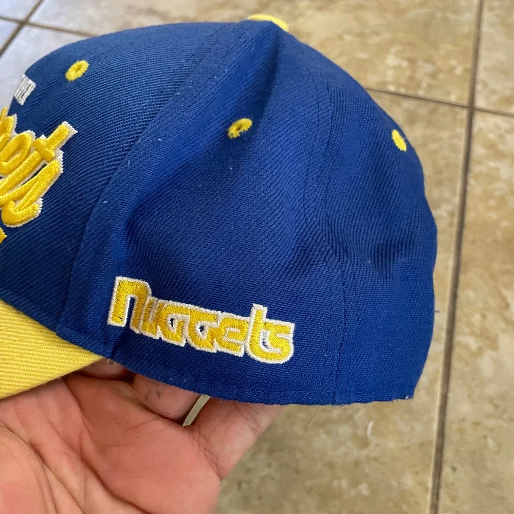 Mitchell & Ness Denver Nuggets Snapback Hat Blue Yellow‎ Perez 28 NBA Cap Boys